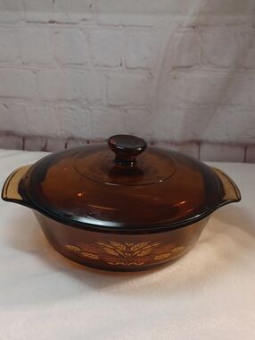 Fire king‎ 70s  Brown Wheat Casserole  Vintage#436